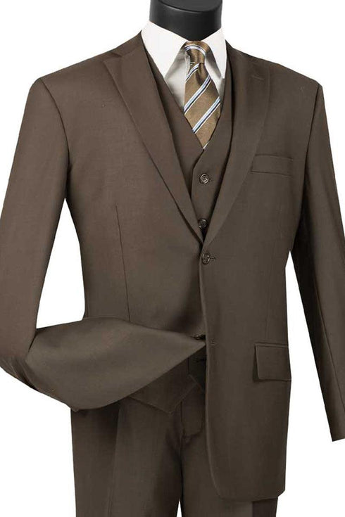 Vinci 2-Button Brown Vested Suit: Classy Menswear for Any Occasion - Elegant Mensattire
